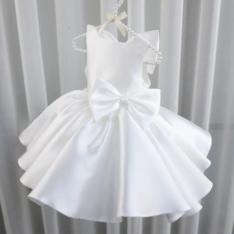 

1st Birthday Party Wedding Dress Baby Clothe Toddler Baby Girl Dress Big Bow Tutu Baptism Princess Dress for Girls Newborn First