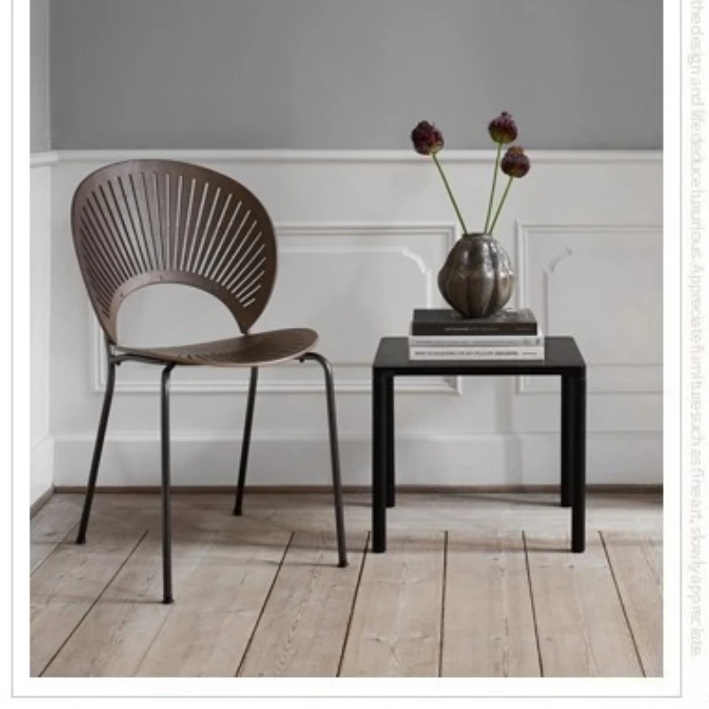 Solid Wood Dining Chair Curved Backrest Sun Shell Chair Modern Minimalist Design Comfortable Seat Home Furniture Nordic Chair