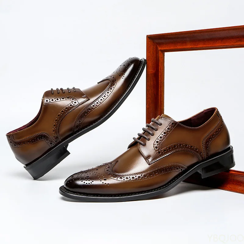Autumn Man Dress Shoes Genuine Leather Lace-up Men Casual Shoes Smart Business Office work Footwear Men