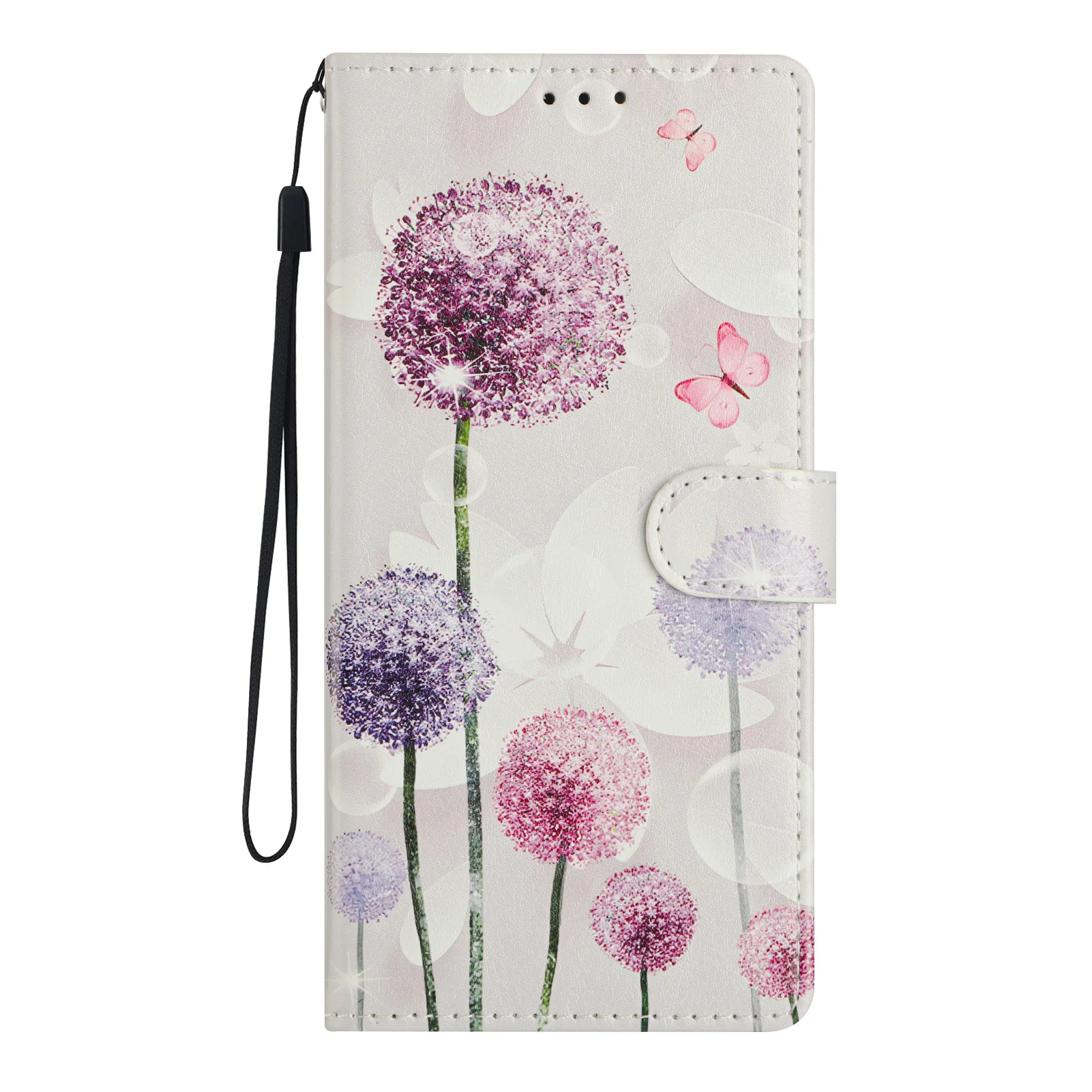 3D Butterfly Flower Leather Flip Phone Case with Edge Protection