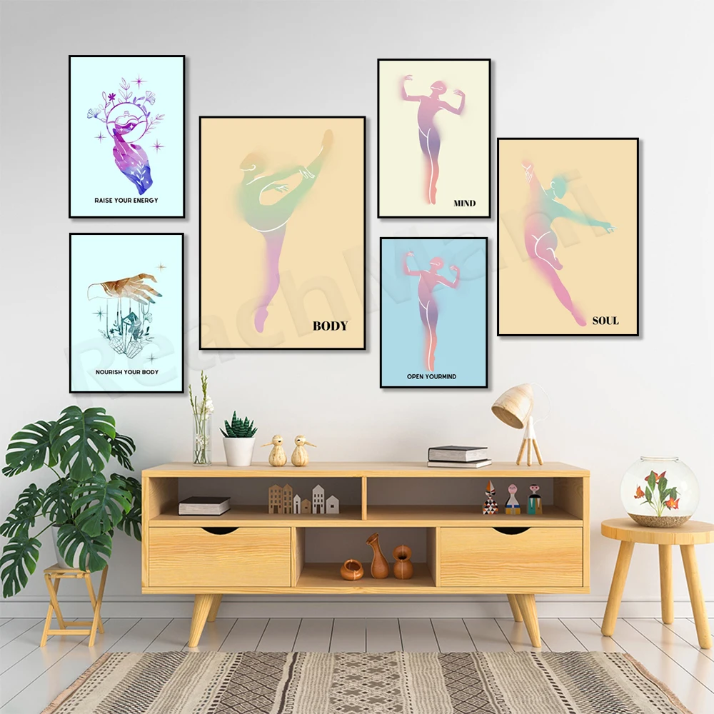 Poster Aura Positivo, Arte Spirituale, Gradiente Granuloso, Stampa Aura Sfumata Colorata, Meditazione Armonia, Parete Estetica Alla Moda Ar