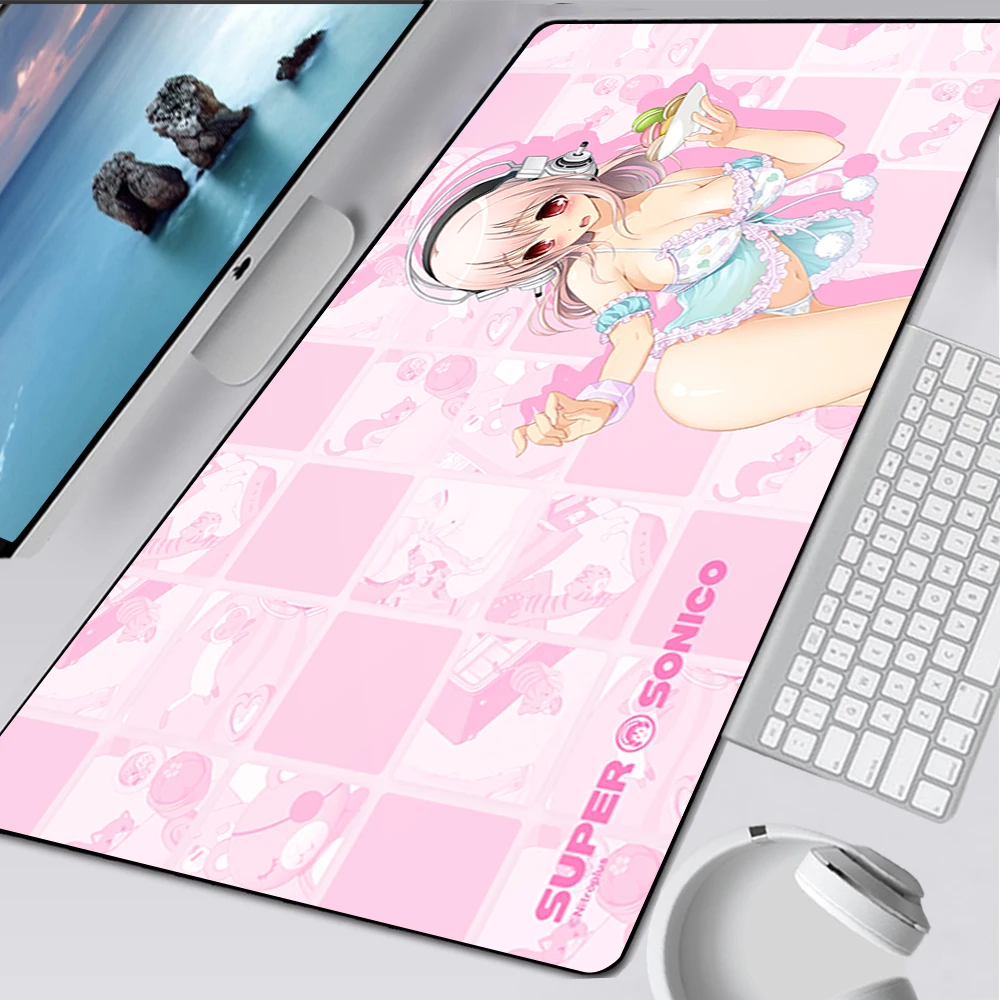 Super Sonico Grande Gaming Mouse Pad Computador Mousepad Tapete de Mouse pc Gamer Xxl Laptop Tapete de Teclado Desk Pad
