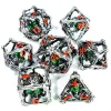 DND Metal Dice Set - Green Skull Pattern Zinc Alloy & Resin 7pc D&D Dice, Handcrafted RPG Polyhedral Dice Set 1