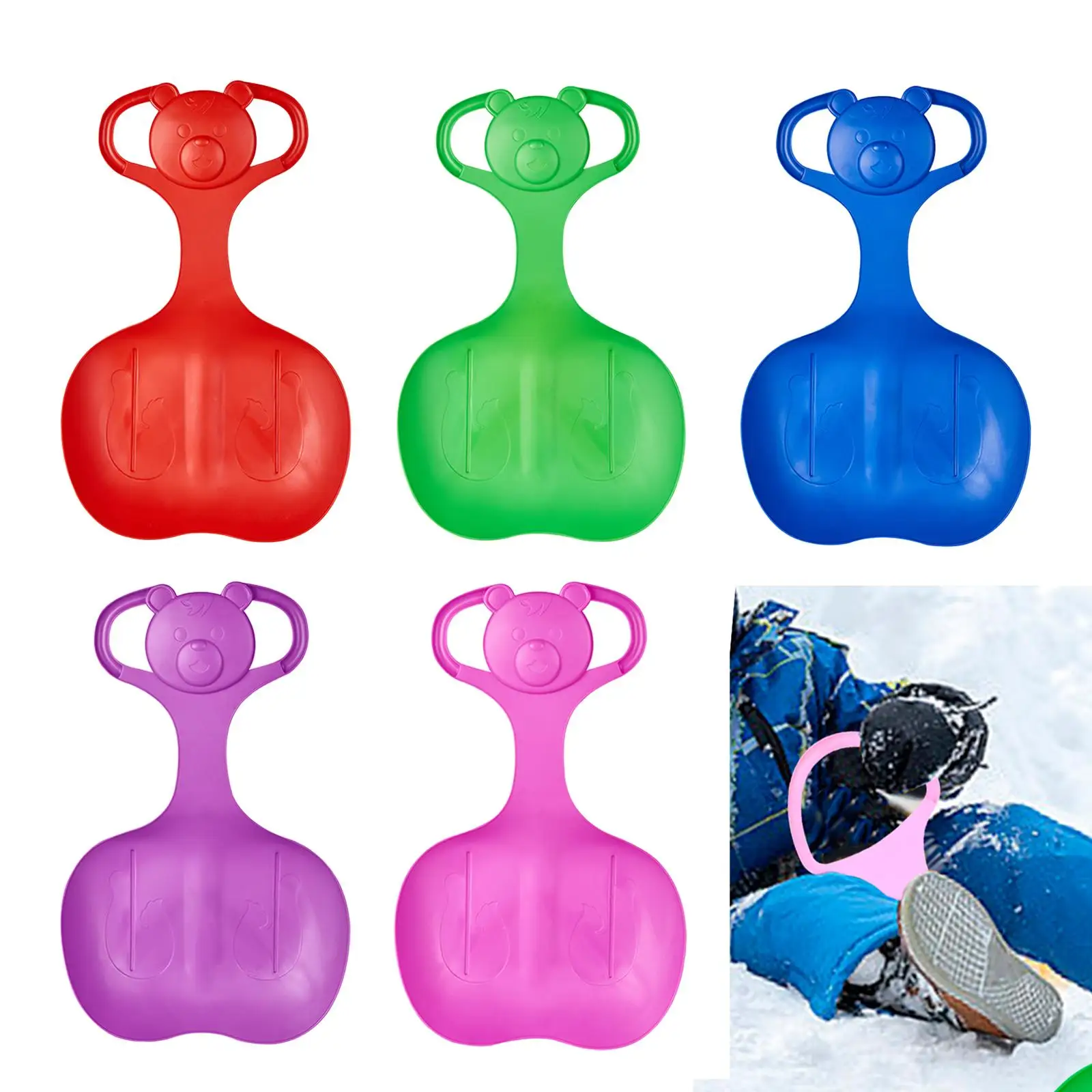 Snow Sled Grass Sand Sliding Sled Skiing Board with Handle Heavy Duty Sleigh