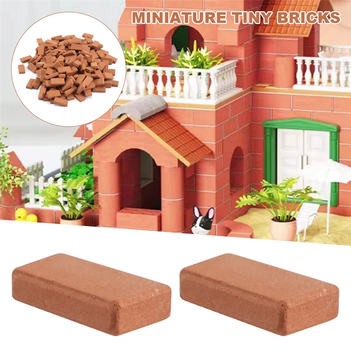 200 Pieces Mini Bricks for Landscaping Miniature Bricks Brick Wall Small Bricks for Dollhouse Garden Parts,1/35 Scale 4