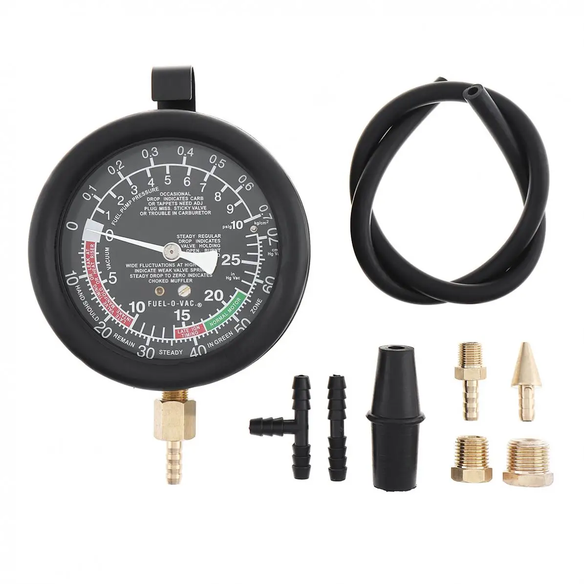 범용 0-10 PSI / 0-28 Hg 기화기 밸브 연료 펌프 압력 진공 테스터 게이지 키트 (자동차/트럭용)