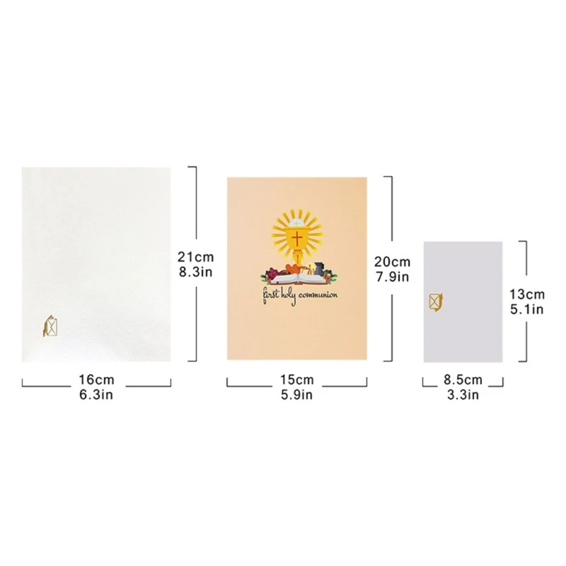 91AD 3D Popup Card for First Holy Communion Festival Postcard with Envelope and Note