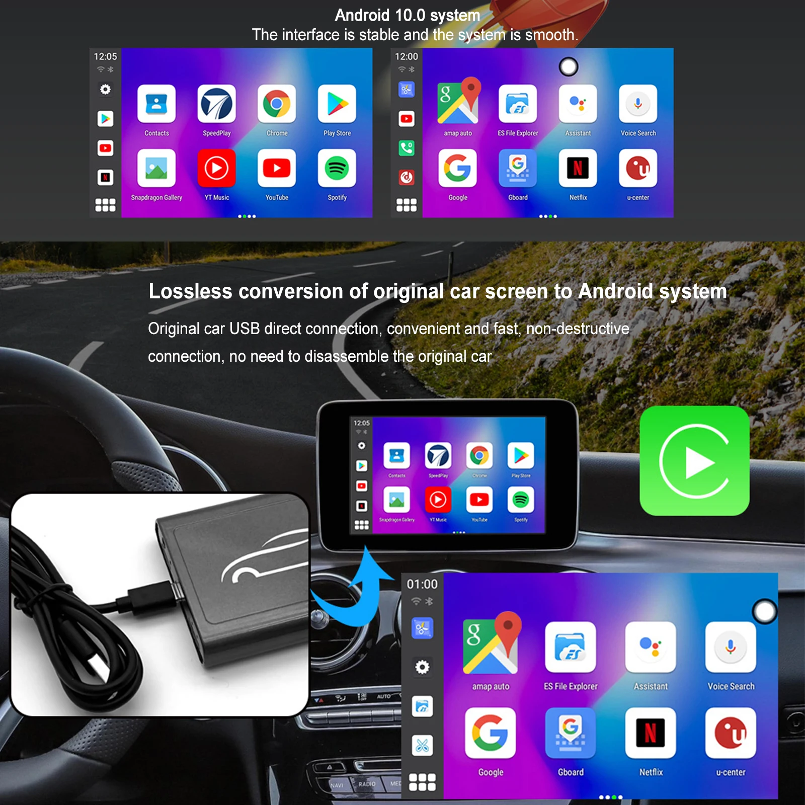 Carlinkit 유무선 카플레이, 무선 안드로이드 자동 동글 미러, 안드로이드 화면 수정용, 자동차 Ariplay