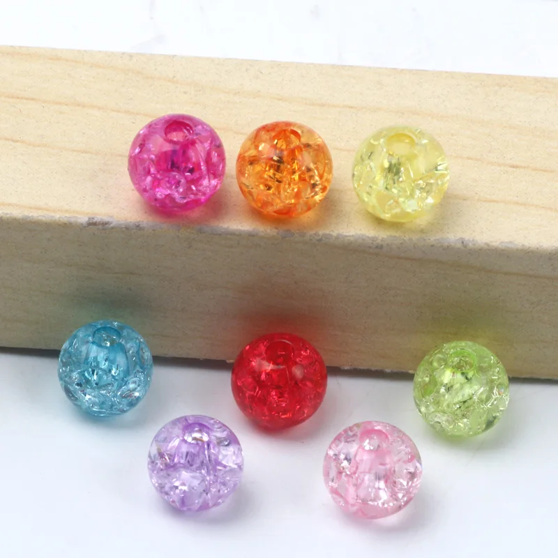 

Круглые шарики, акриловые бусины с трещинами, прозрачные цветные акриловые бусины 50 шт. 8 мм для изготовления ювелирных изделий, «сделай сам», серьги, браслеты, аксессуары