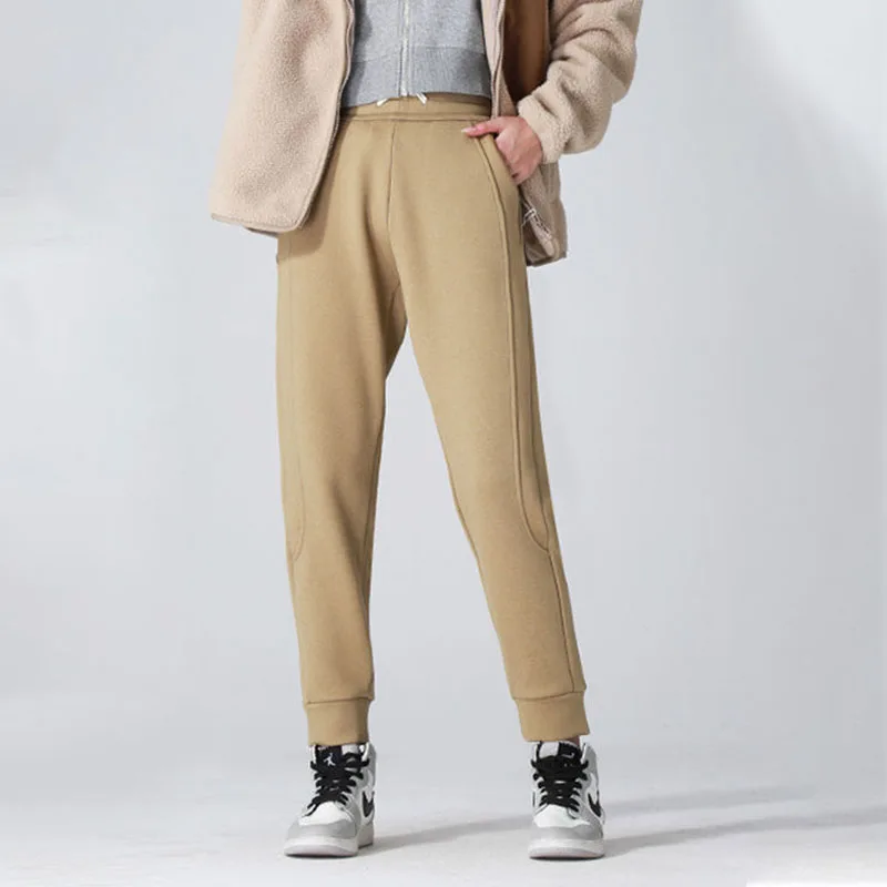 Autumn Winter Casual Korean Thick Solid Sports Pants Women's Clothing Simplicity Fashion Elastic High Waist Trousers for Female