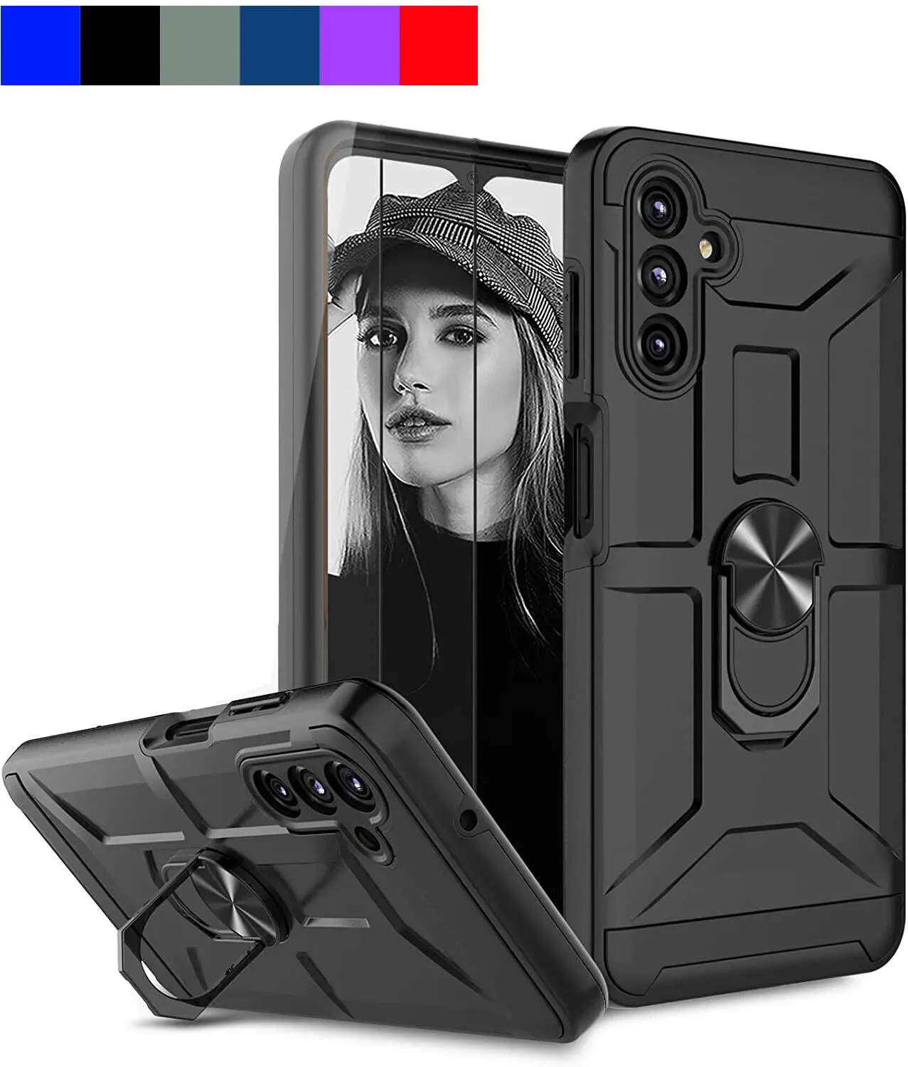 

Magnetic Holder Kickstand Armor Cover For Samsung Galaxy A14 5G Case Shockproof Hybrid Ring Rugged Stand Phone Cover