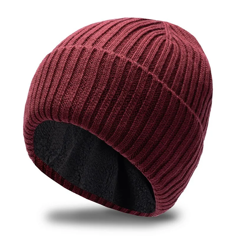 Big Size 60cm 66cm Wool Blended Knitted Hats Men Keep Warm Winter Beanies Piled and Thickened Toand Large Size Cold Skullies Cap 6