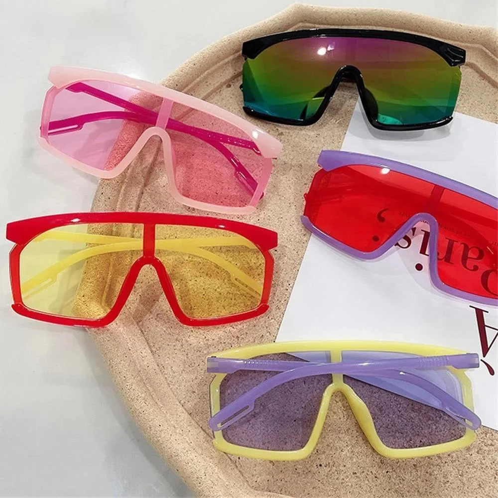 Oversize Square Kids Sunglasses Vintage Colorful One Piece Lens Sun Glasses Boys Girls Children Pink Yellow Shade Gafas kids sunglasses children sunglasses