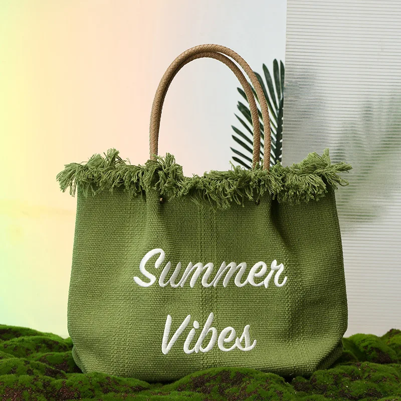 

2023 Fashion Embroidered Large Capacity Canvas Bags Summer High Quality Shoulder Bags Luxury Women Purse and Handbags Sac A Main