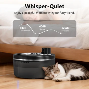 3L Wireless Cat Water Fountain Mute Pet Water Dispenser With Stainless Steel Tray and Intelligent Sensing, 4000mAh Large Battery 1