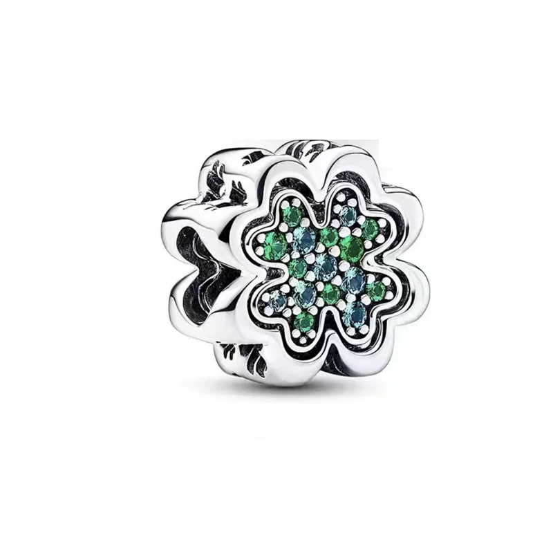 Lucky Four Leaf Clover Pendant Cute Frog Embraces Heart Gemstone Charm Beads Fit Original 925 Silver Bracelet DIY Women Jewelry