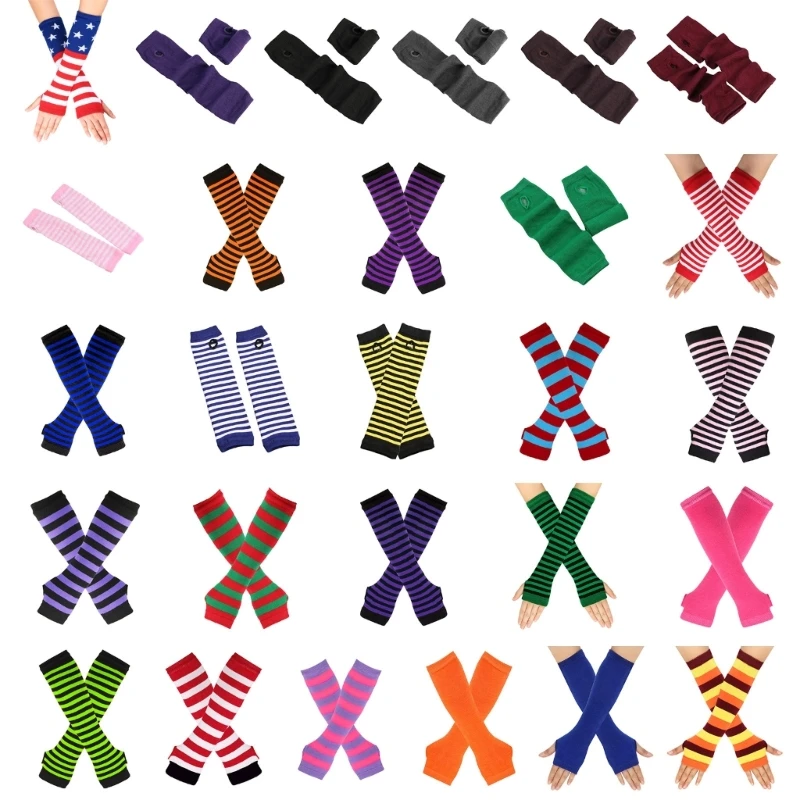 

Lengthen Wrist Knit Gloves Winter Half Finger Arm Warmer Gloves for Teens Skiing