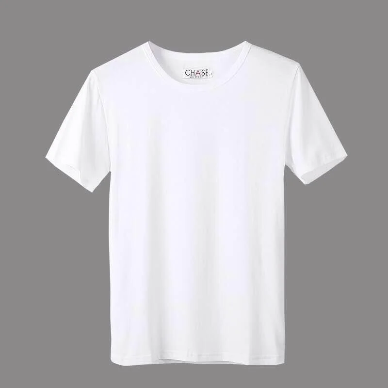 Solid color short sleeve round neck White