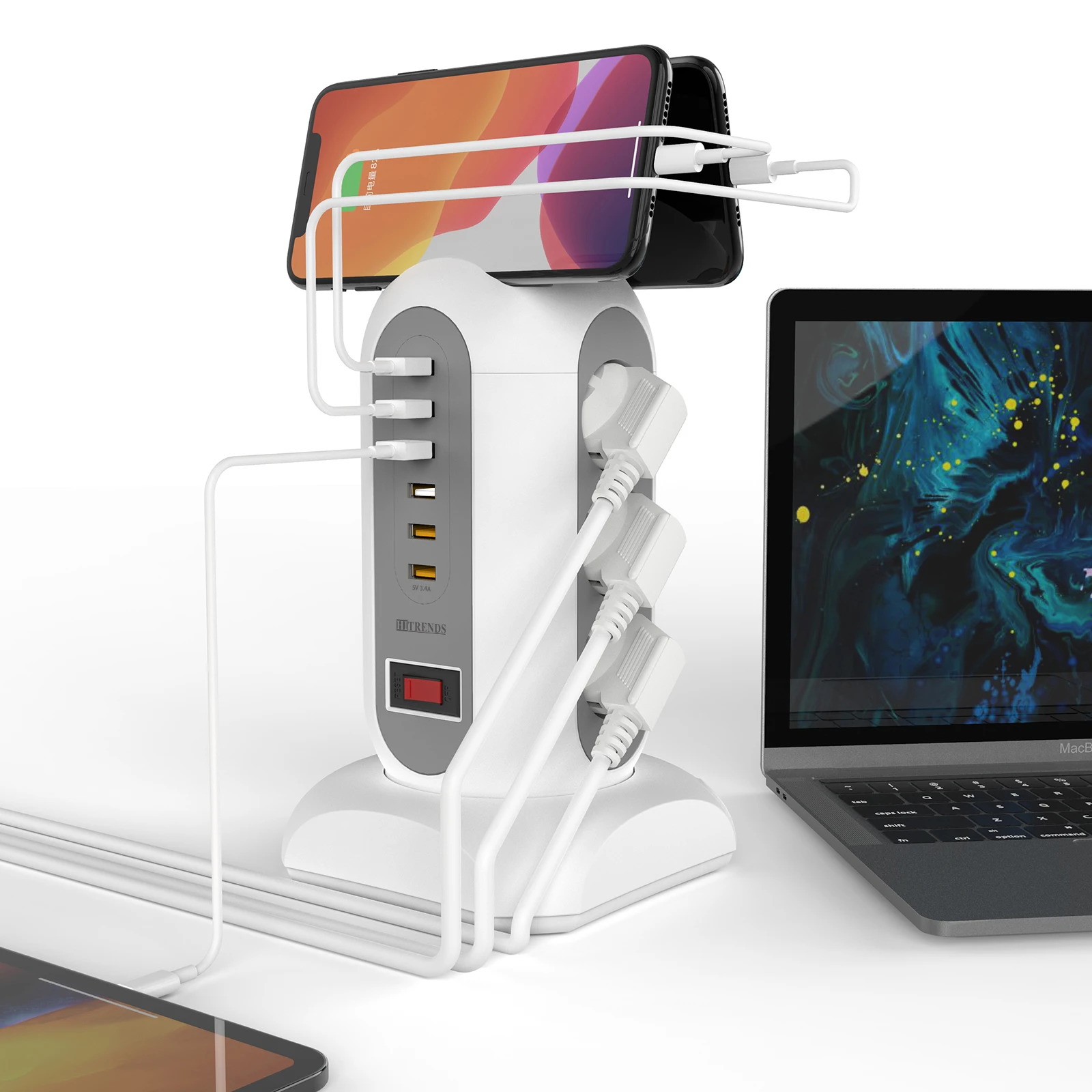 9 طريقة متعددة المقبس قطاع الطاقة مع 6 منافذ USB ا...