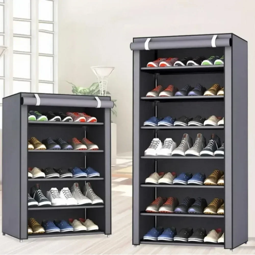 Shoe Rack Dust-proof Shoe Rack Multi-layer Simple Sneakers Rack Economical Indoor Strong Load-bearing Space Saving Fabric Storage Shelf