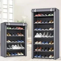Dust-proof Shoe Rack Multi-layer Simple Sneakers Rack Economical Indoor Strong Load-bearing Space Saving Fabric Storage Shelf 2