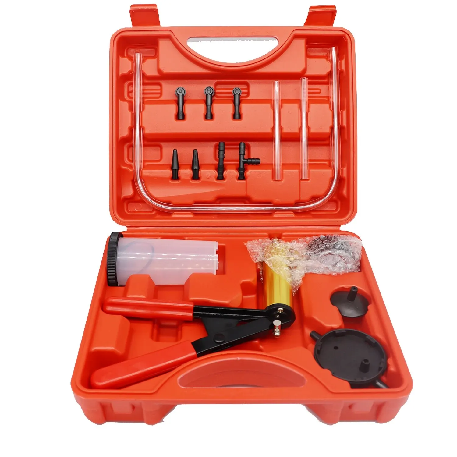 Vacuum Pump Kit 2 in 1 Manual Vacuum Pressure Pump Brake Fluid Drain Kit Tester Portable Aluminum Gauge