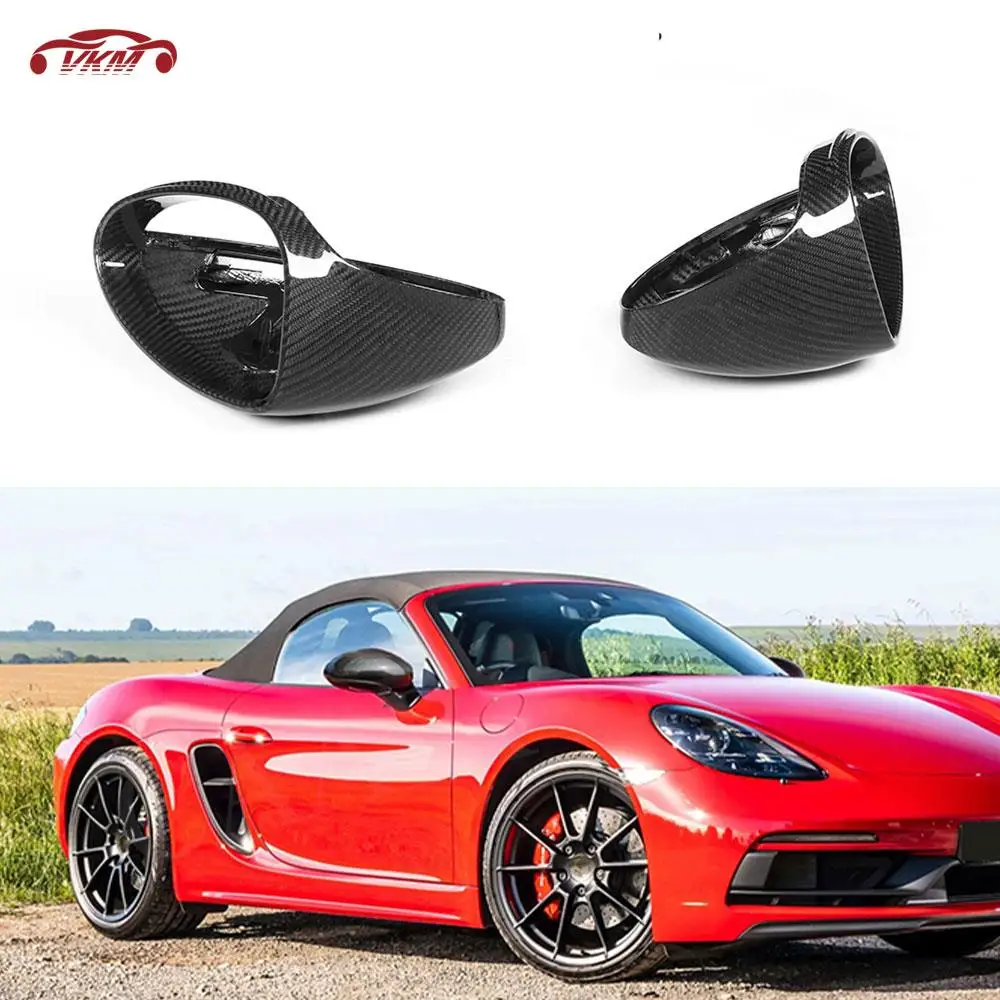 

Dry Carbon Fiber Door Side Rearview Mirror Cap Trim Shell Covers Sticker For Porsche 718 982 2016-2021 Car Styling
