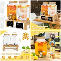 2 x 4L Glass Drink Dispenser with Stainless Steel Tap for Iced Drinks, Water, Parties, Weddings