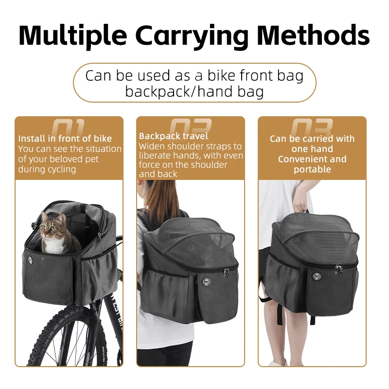 Panier Vélo Amovible Oxford + Alu - Pour Chien, Sac à Dos, Courses - Noir