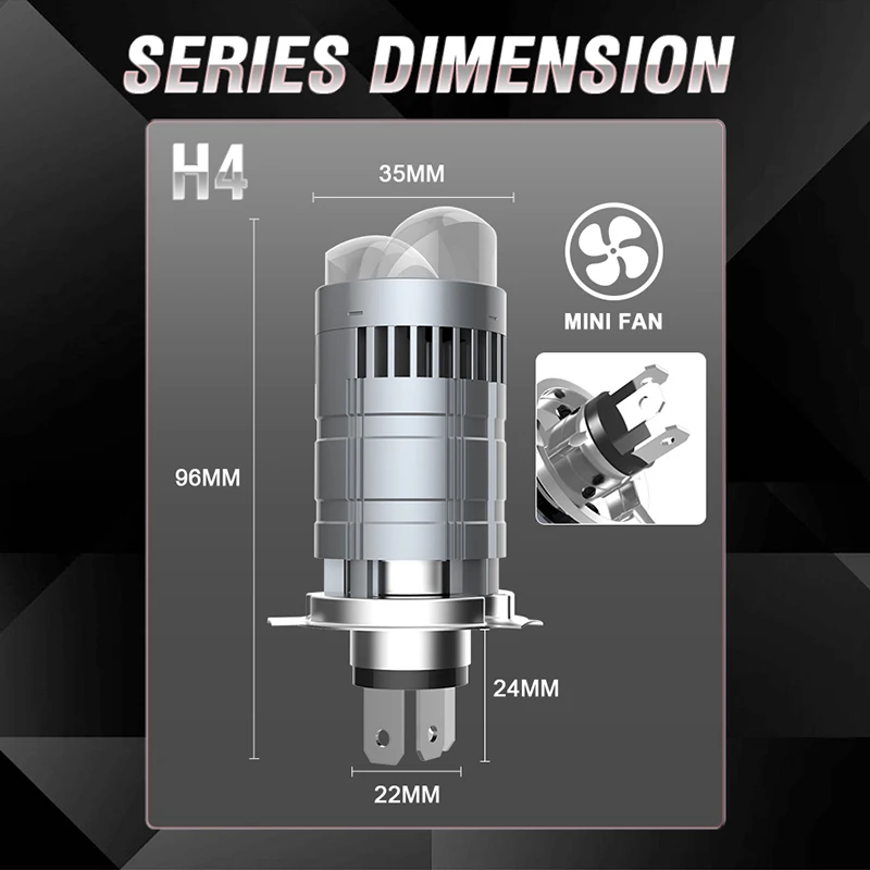 H4 LED Projector Lens Car Headlight Bulbs Bi LED H4 Powerful 1000W Lamp Mini Auto Motorcycle Fog Lights Plug&Play With Turbofan led car lights led lights led bulbs led headlights led car headlights car headlamps hid headlight bulbs