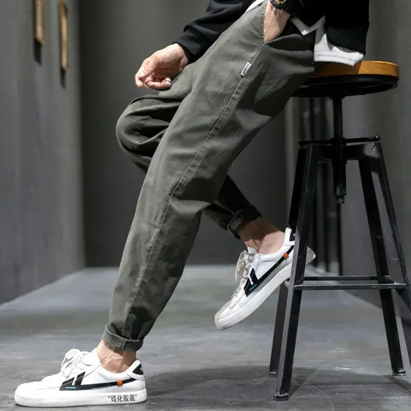 2024 Spring Autumn New Fashion Temperament Korean Pants Man Straight Leg Loose Casual Male Trousers Hip Hop Streetwear Clothes