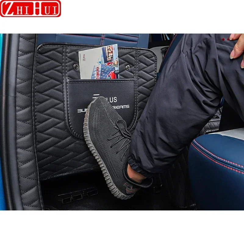 Car PU Leather Anti Kick Mat Pad Car Anti-kick Protector Mats Seat Back Protector Accessories For BYD Atto 3 Yuan Plus car seat protector