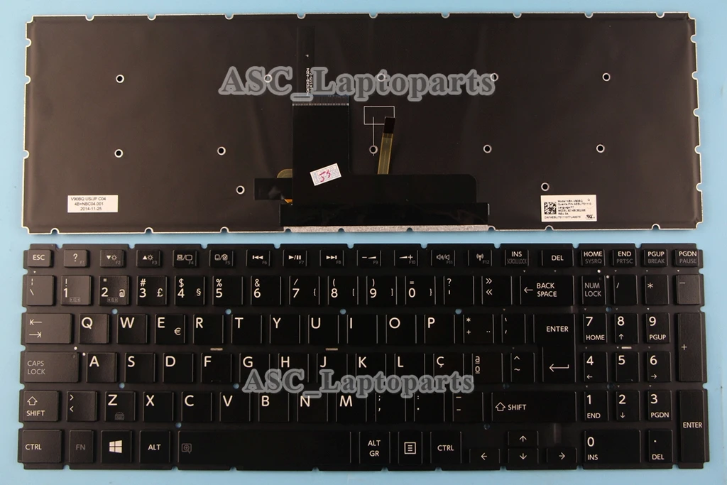 

Новая португальская клавиатура PT для ноутбука TOSHIBA Satellite L55-B L55D-B clado с черной подсветкой без рамки