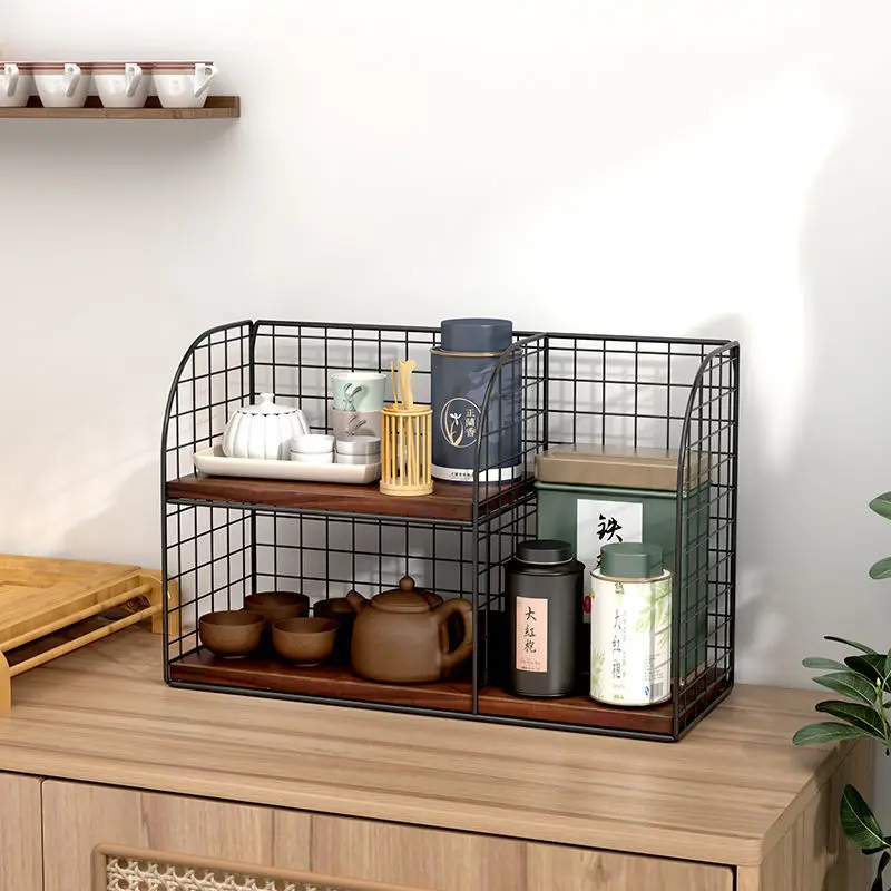 

Coffee Bean Storage Rack Coffee Equipment Decoration Multi-Layer Antique Rack Modern Simple Tea Table Surface Storage Rack