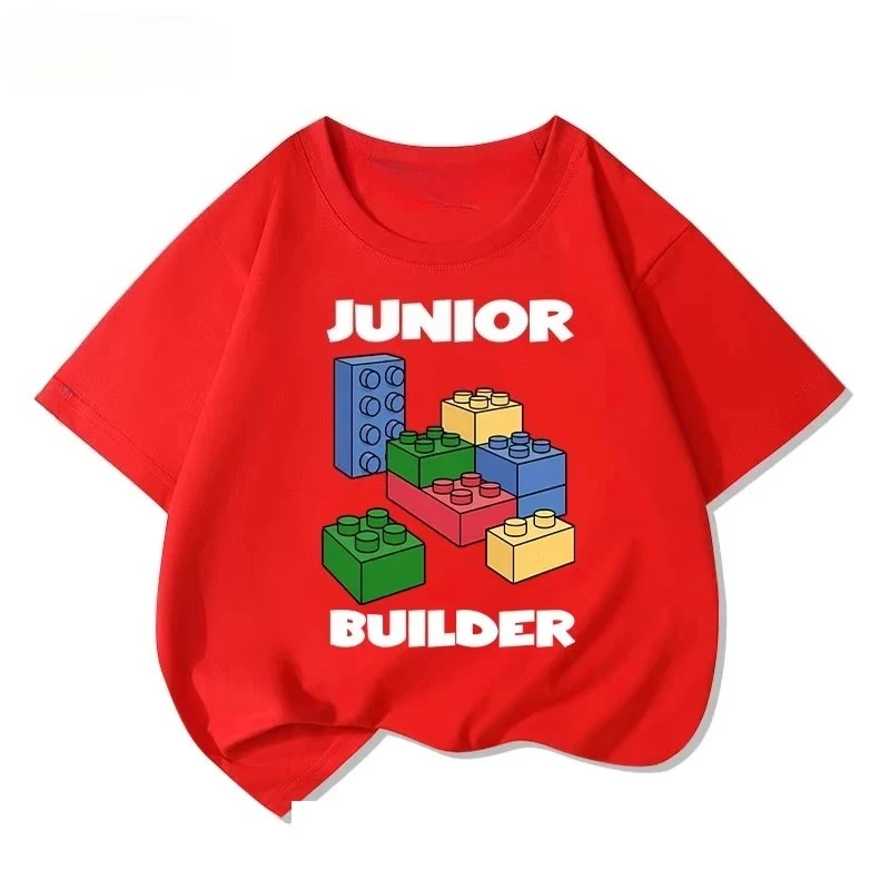 Lego educational cartoon print summer boys and girls 100% cotton short sleeved T-shirt