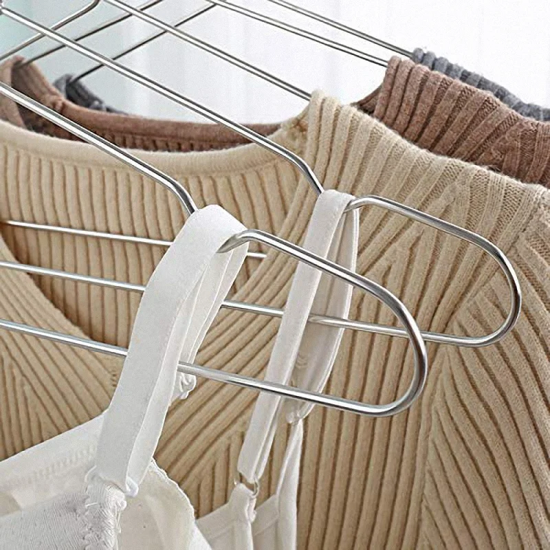 Hangers Stainless Steel 40 cm 20Pcs Hangers for Clothes Standard Notched Hanger Space Saving 6