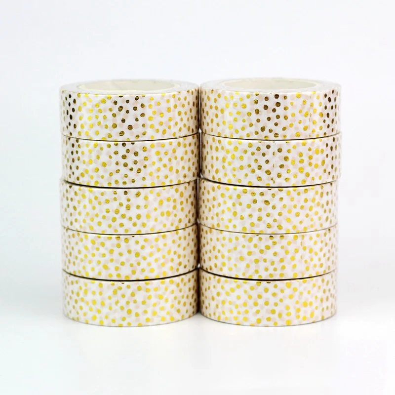 10pcs/lot Decorative Gold Dots On White Foil Washi Tapes Paper For