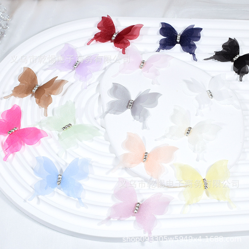 1 pcs 5cm DIY Organza 3D Butterfly Appliques Chiffon Fantasy Translucent Butterflies for Sewing Craft Decoration