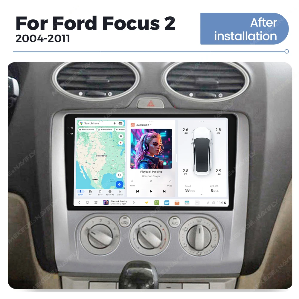 DUDUAUTO Drahtlose Carplay Auto Für Ford Focus 2 3 Mk2 Mk3 2004-2011 Auto Radio Stereo Multimedia Player DSP BT WIFI Dual Band GPS – Detail 7