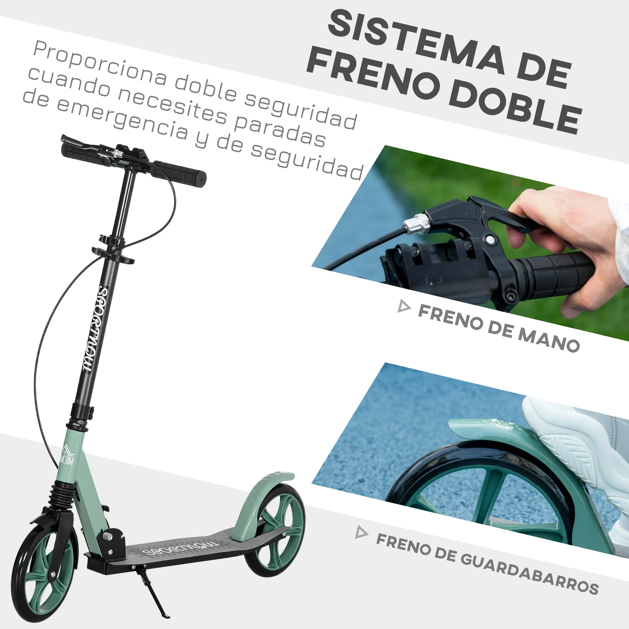 HOMCOM Patinete para Niños de +5 Años Scooter de 2 Ruedas Grandes