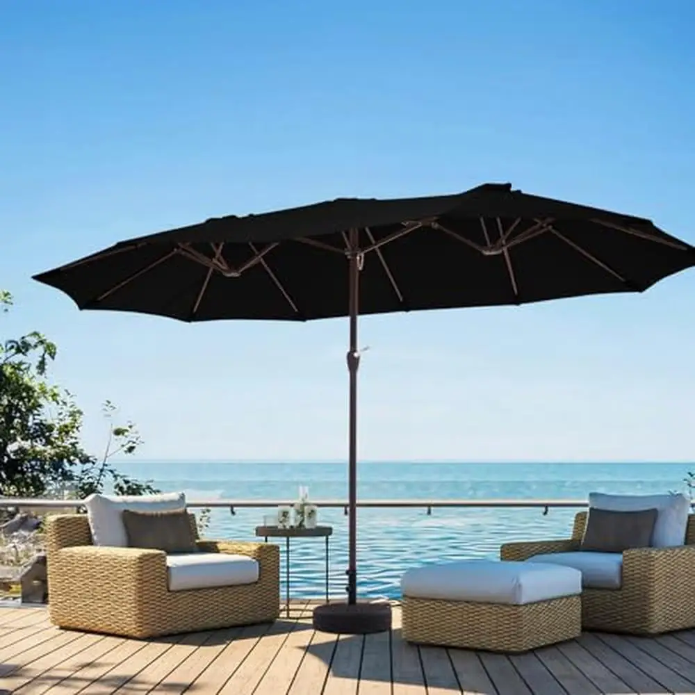 

Large Double-Sided Market Patio Umbrella 15FT Windproof UV Resistant Outdoor Umbrella with Crank Handle Garden Deck Backyard &