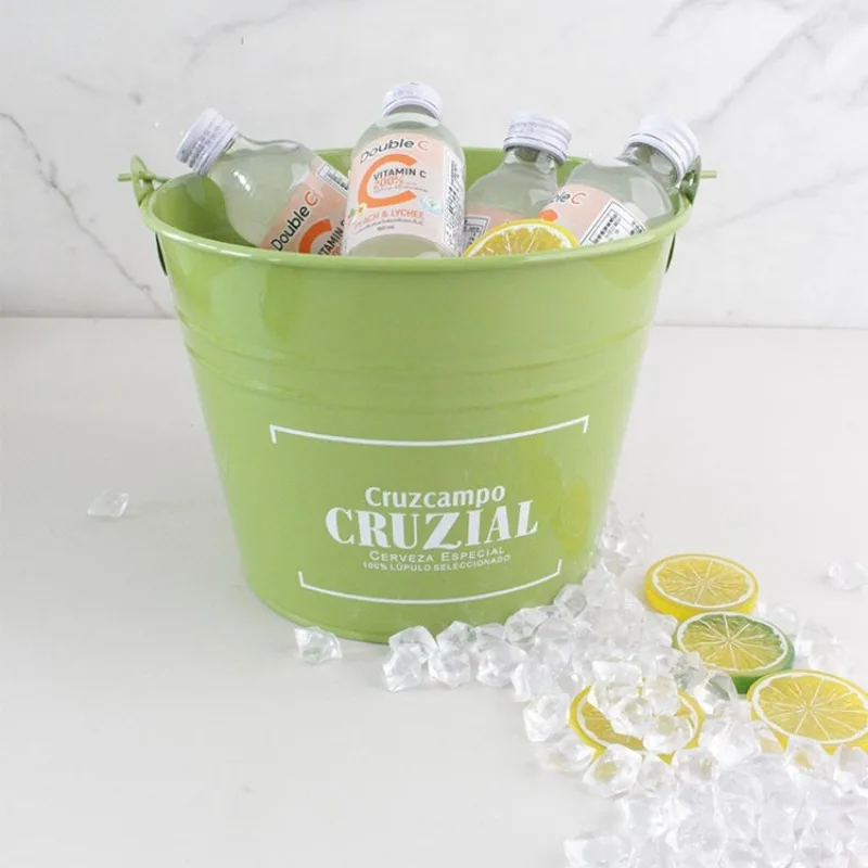 Commercial Ice Bucket Beverage Beer Barrel Outdoor Household Ice Cube Milk Tea and Cola Creative Iron Bucket Cooling Barrel