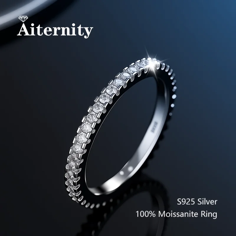 925 Sterling Silber Damen Einzelring 100% Diamantprüfer-geprüfter Moissanit-Ring Passend zum Hochzeits-Diamantband für Frauen