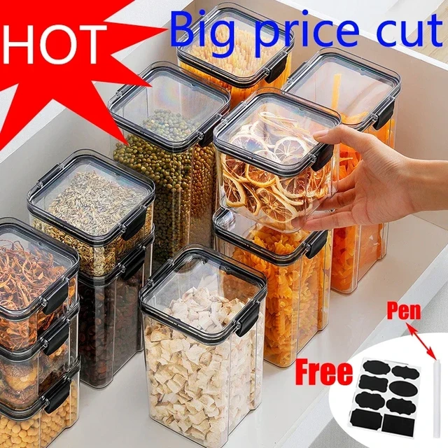 Airtight Food Storage Containers 1Pc, Kitchen Airtight Jars with Lid  Moisture-Proof Storage Box, 5 Size to Available,Stackable Food Containers  Kitchen