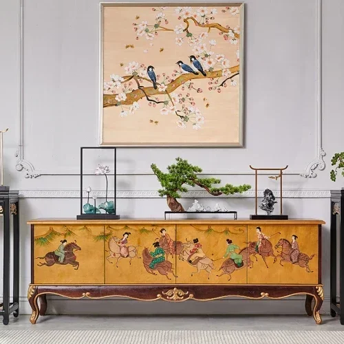 Rosewood Solid Wood Floor Cabinet Walnut Living Room Combined Tea Table