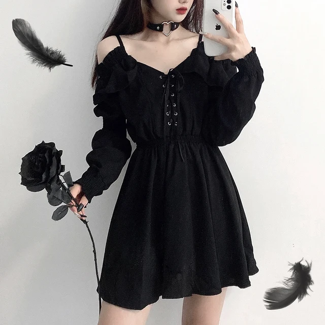 Devil Fashion Black Sexy Gothic Flower Beading Short Top for Women 