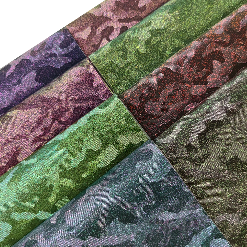 

Camouflage Chameleon With fine glitter Faux Leather Fabric For Upholstery Interior Car DIY Crafts Making Sofa Backpack Sewing