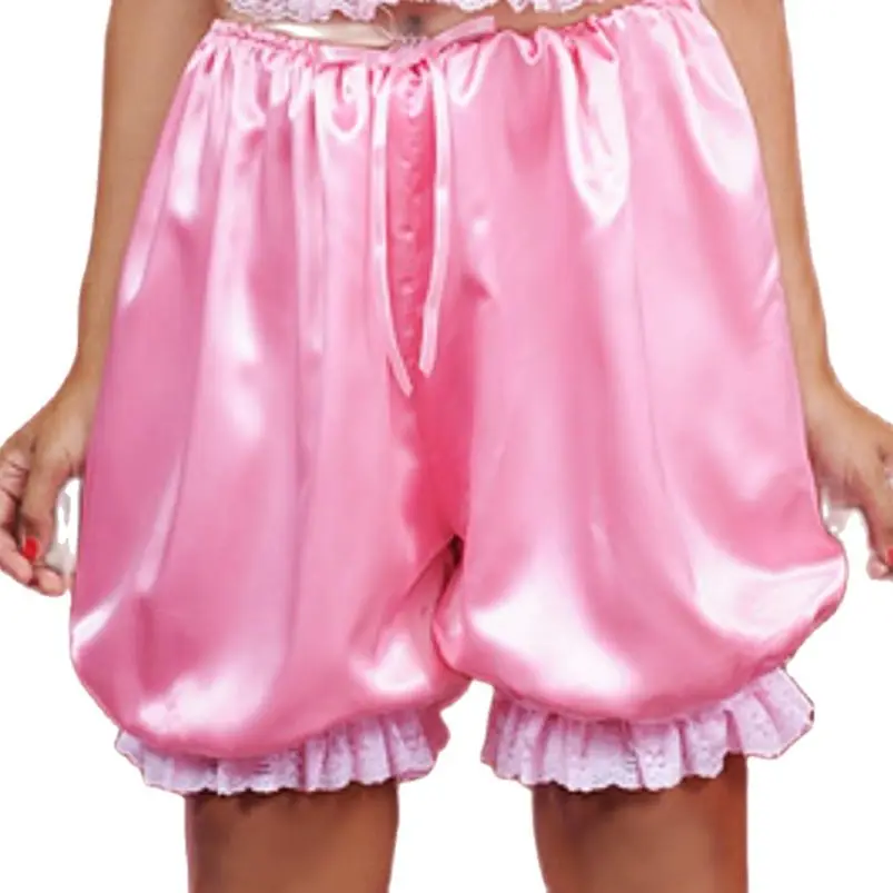 

Hot Selling Sissy Adult Baby Cute Pink Satin Lantern Pants Elastic Belt Very Cute for Men and Women