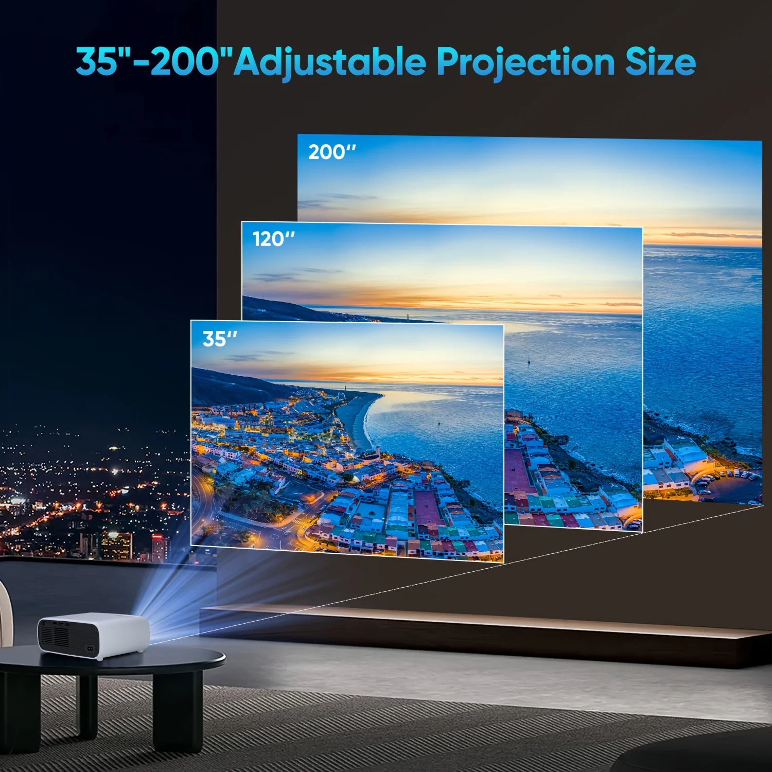 Ultimate Home Theater Projector-Native1080P,5GWIFI wireless connection,Compatible with HDTV, AV,Smartphones/Tablets/Laptops
