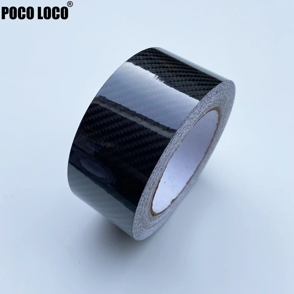 thumbnail image 1 of Película de vinilo negro brillante mate de fibra de carbono de 3/5/7/10 cm para envolver el coche, pegatinas de vinilo con rayas de carreras para el capó y el techo del coche, 1 of 5